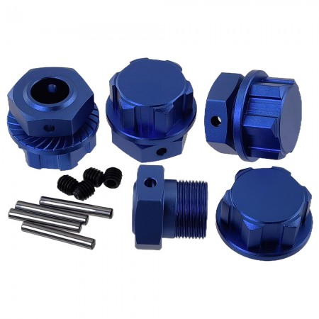 Aluminium 17mm Wheel Hex Adapter and Lock Nuts for Arrma 1/10 Kraton 4S Outcast V2 / 1/8 MOJAVE 4S: Blue