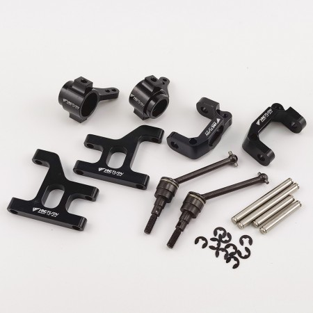 Alloy Steering Knuckle & Front Lower Suspension Arm & C Hub & CVD for Tamiya CC-01 / CC01 1/10 RC Crawler: Black