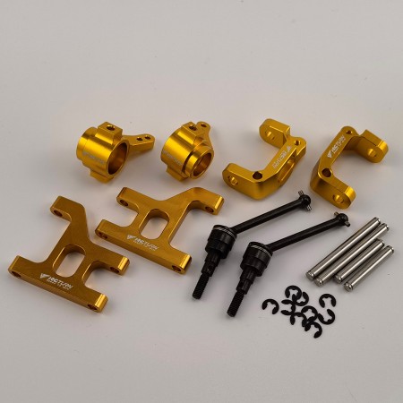Alloy Steering Knuckle & Front Lower Suspension Arm & C Hub & CVD for Tamiya CC-01 / CC01 1/10 RC Crawler: Gold