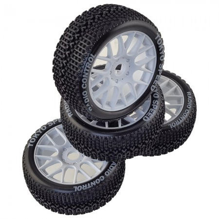 1:8 RC Buggy Tires 110x45mm: White 17mm Hex 5pcs/set, Unglued