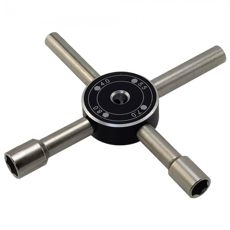 V2 RC Mini 4-in-1 Multi Cross Nut Wrench Nut4.0/5.5/7.0/8.0: Black 1pc