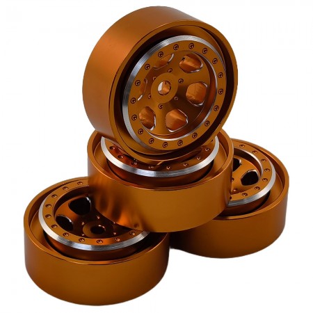 Aluminum Beadlock Crawler Wheels for TRX-4M 1/18th Scale Crawler: Orange 4pcs/set 35x14.5mm