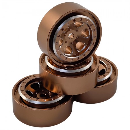 Aluminum Beadlock Crawler Wheels for TRX-4M 1/18th Scale Crawler: Bronze 4pcs/set 35x14.5mm