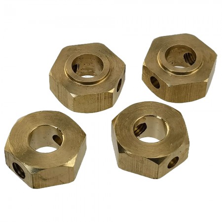 Brass Wheel Hex Adaptor w/ +2mm Extensions for 1/6 RC Crawler Axial SCX6 AXI05000 Hex17x10.5mm