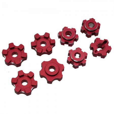 Aluminum Wheel Hub / Hex Adapters with Washer for Traxxas Maxx 1/10 Monster Truck: Red