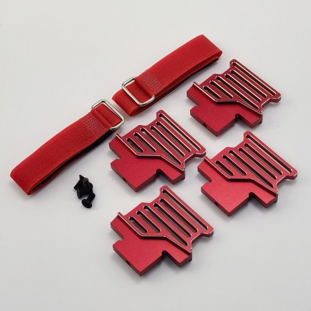 Aluminum Battery Raised Holder Set with Velcro Strap for Traxxas 1/6 4WD XRT 8S Race Monster Truck: Red