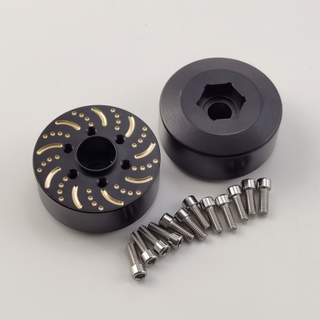 Black Brass Wheel Weight Hub 15mm for 1.9/2.2 Crawler Wheel (VP Wheels) 108.5g/pc 36x36x17mm Hex 12mm Hub M3*12 Scale Screws 2pcs/set