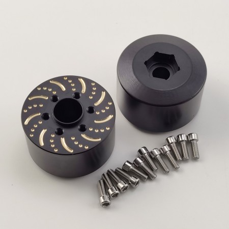 Black Brass Wheel Weight Hub 22mm for 1.9/2.2 Crawler Wheel (VP Wheels) 163g/pc 36x36x24mm Hex 12mm Hub M3*12 Scale Screws 2pcs/set