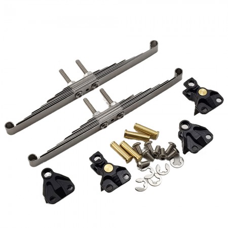 B Type Stainless Steel Leaf Spring Suspension System with Aluminum Holder Mount for Tamiya 1/14 Tractor Trucks: Black
