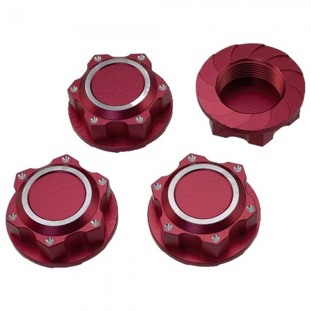 Aluminum 24mm Serrated Dirt Shield Wheel Lock Nuts for Arrma 1/5 Kraton 8S Outcast Speed Truck: Red