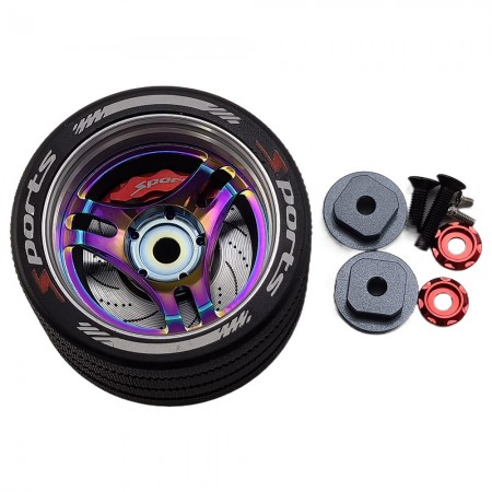 Aluminum RC Transmitter Steering Wheel for SANWA FUTABA Flysky NB4 X9: Purple