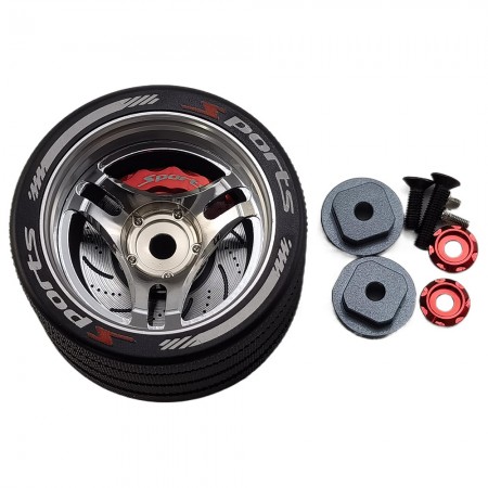 Aluminum RC Transmitter Steering Wheel for SANWA FUTABA Flysky NB4 X9: Silver