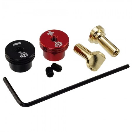 V2 Aluminum RC Heatsink Bullet Plug Grips w/4.0mm Bullets (Black/Red) for Battery Charge Connector