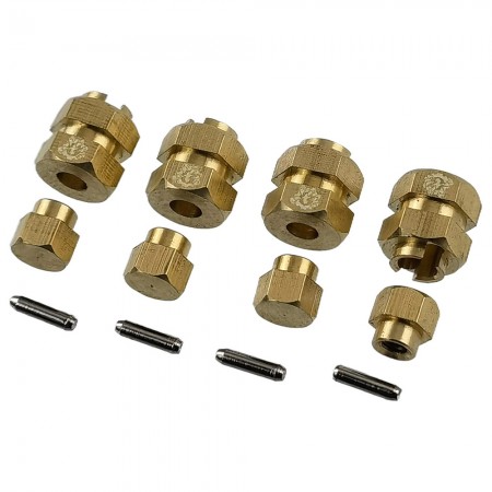 Brass Wheel Hex Adaptor w/ +3 Extensions for TRX-4M 1/18th Scale Crawler