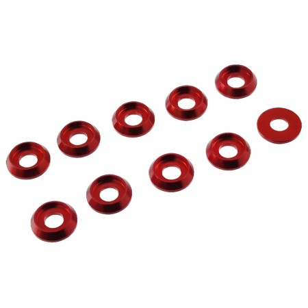 Aluminium Alloy Round Goblet Gasket M3 (10pcs): Red