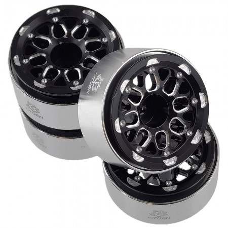 Aluminium Beadlock Crawler Wheels for TRX-4M 1/18th Scale Crawler: Black