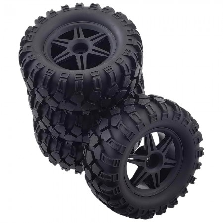 RC Crawler / Monster Truck Tire 90x40mm for TRAXXAS TRX4 / 1/16 E-Revo and Other 1/14 and 1/16 RC Cars: Black 12mm Hex Hub