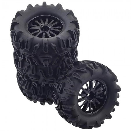 TypeB RC Monster Truck Tire 90x45mm for TRAXXAS  1/16 E-Revo and Other 1/14 and 1/16 RC Cars: Black 12mm Hex Hub