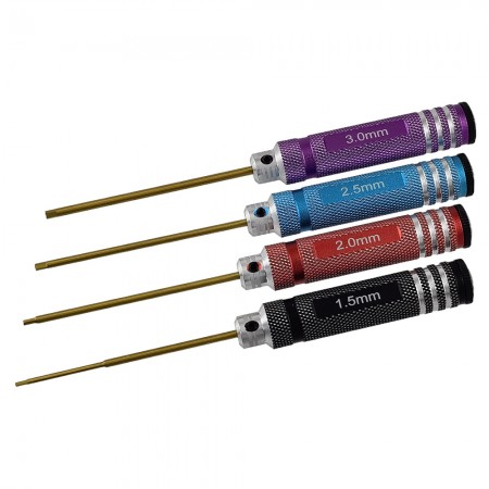 Classic Allen Wrench Set - A Rank Color Four Ti-coated Tips RTT01FB1 Hex1.5 x 180mm - Black RTT01FB2 Hex2.0 x 180mm - Red RTT01FB3 Hex2.5 x 180mm - Blue RTT01FB4 Hex3.0 x 180mm - Purple Ti-Coated Tips