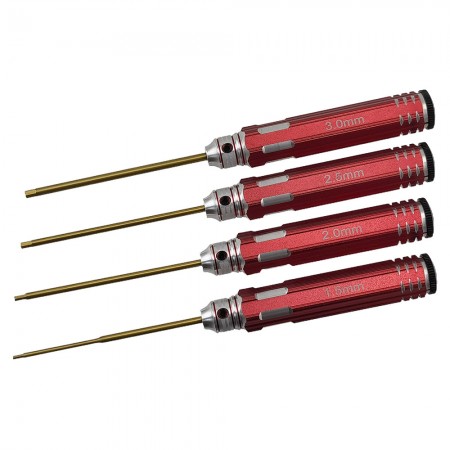 Classic Allen Wrench Set - C Red Ti-coated Tips 4pcs RTT111A1 Hex1.5 x 180mm RTT111A2 Hex2.0 x 180mm RTT111A3 Hex2.5 x 180mm RTT111A4 Hex3.0 x 180mm Ti-Coated Tips