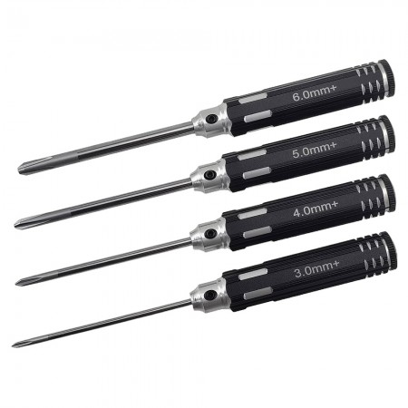 White Steel Phillips Screwdrivers Set -  A Black 4pcs  PH3.0+/4.0+/ 5.0+/6.0+ White Steel Tips  4pcs/set