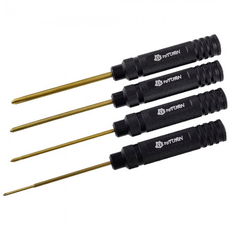 Classic Phillips Screwdrivers Set with Titanium Coated Tips: Black 4pcs RTT2408A1 Phi 2.0 (#00) x 180mm RTT2408A2 Phi 3.0 (#0) x 180mm RTT2408A3 Phi 4.0 (#1) x 180mm RTT2408A4 Phi 5.0 (#2) x 180mm Titanium Coated Tips       4pcs/set